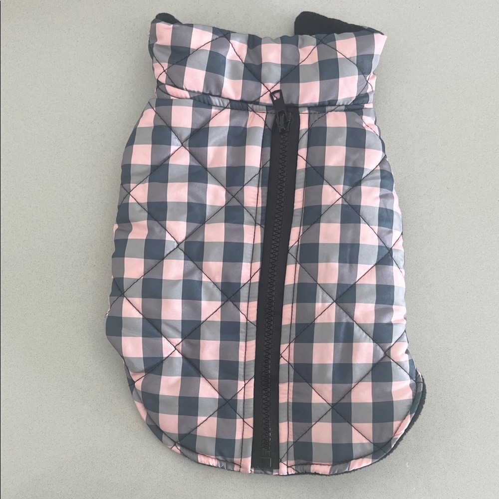 Pink and Gray Checkered Pet Jacket